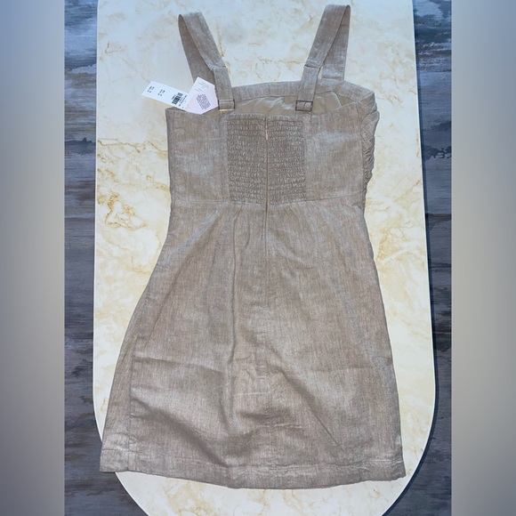 NWT Abercrombie Beige Linen Blend Square-neck Mini Dress - Picture 14 of 15